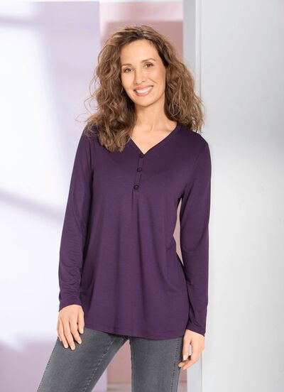 Overhemd tuniek met korte knoopsluiting 