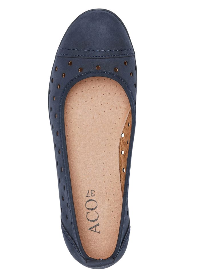 ELENA EDEN, zomerse damesballerina's, wijdte G, met uitneembaar voetbed MARINE