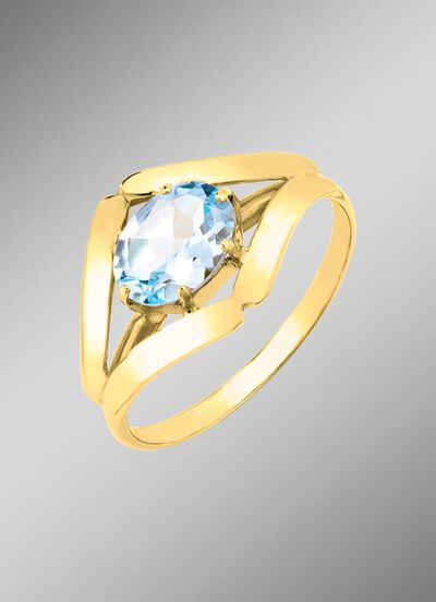 Damesring met blauwe topaas 