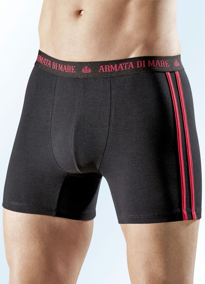 Set van vier broeken, effen met contrasterende strepen 