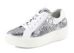 Waldläufer sneakers met verspreide glitter en luipaardprint ZILVERWIT