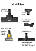 Busstofzuigerset inclusief 5 zuigmonden 