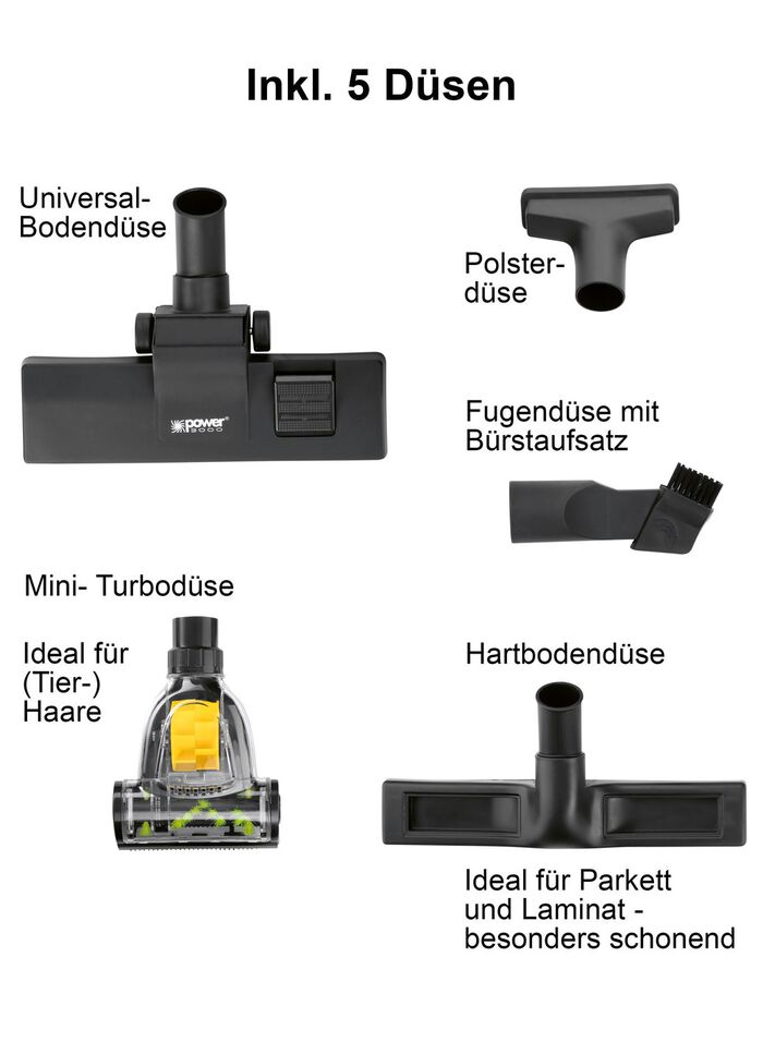 Busstofzuigerset inclusief 5 zuigmonden 
