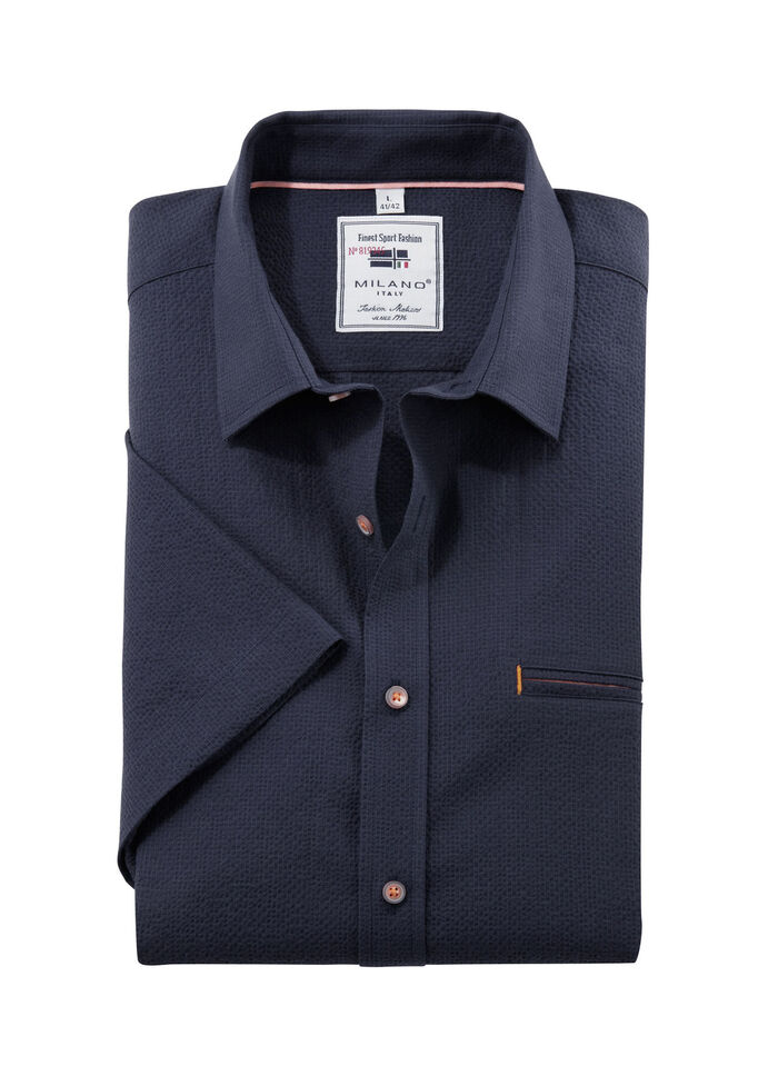 Seersucker shirt van "Milano Italy" in 3 kleuren MARINE