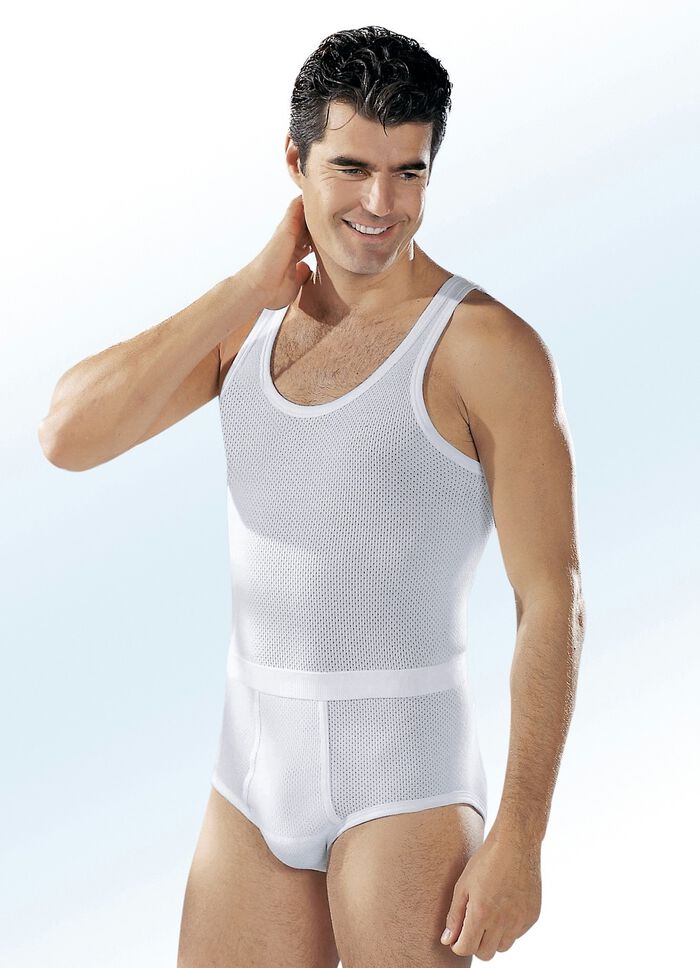 Pfeilring set van drie onderhemden, van dubbele ribstof, wit 