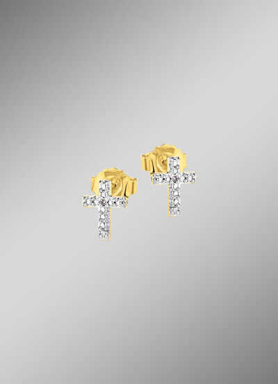 Populaire oorbellen met 2 diamanten 