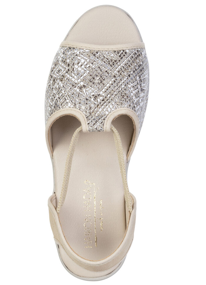 Zomerse damessandalen, breedte G, met elastische banden BEIGE