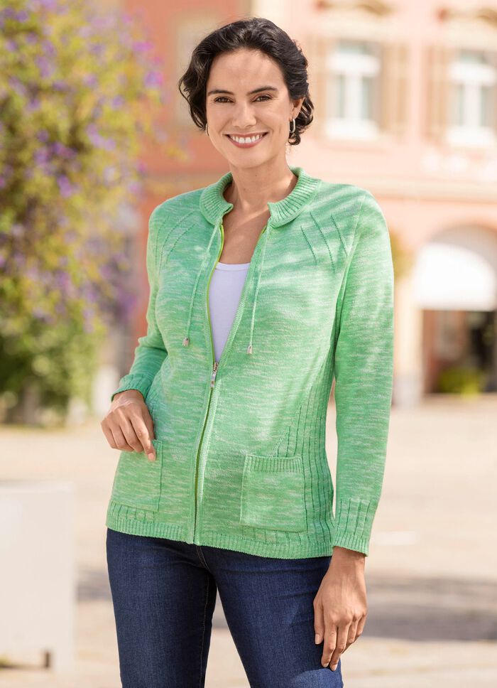 Cardigan met gebreide boord en zakken 