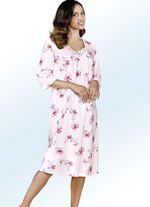 Nachthemd met driekwart mouwen en V-hals ZACHT ROSÉ-MULTICOLOR