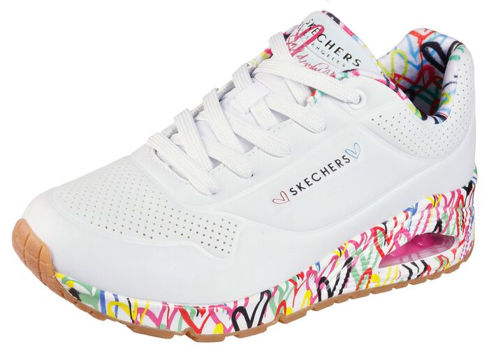 SKECHERS, trendy damessneakers, met zichtbaar luchtkussen WIT