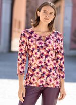 Shirt met schitterende all-over print TAUPE-BESSEN-ECRU