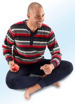 Pyjama van badstof-stretch, met knoopsluiting en manchetten 