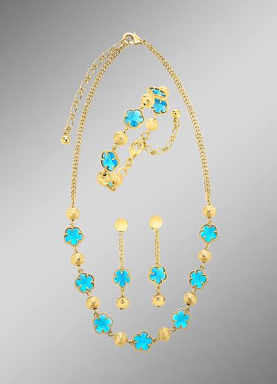 Sieradenset,  3-delig, met bloemmotief 