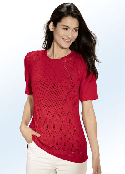 Trui met ajourmix en fijne structuren 