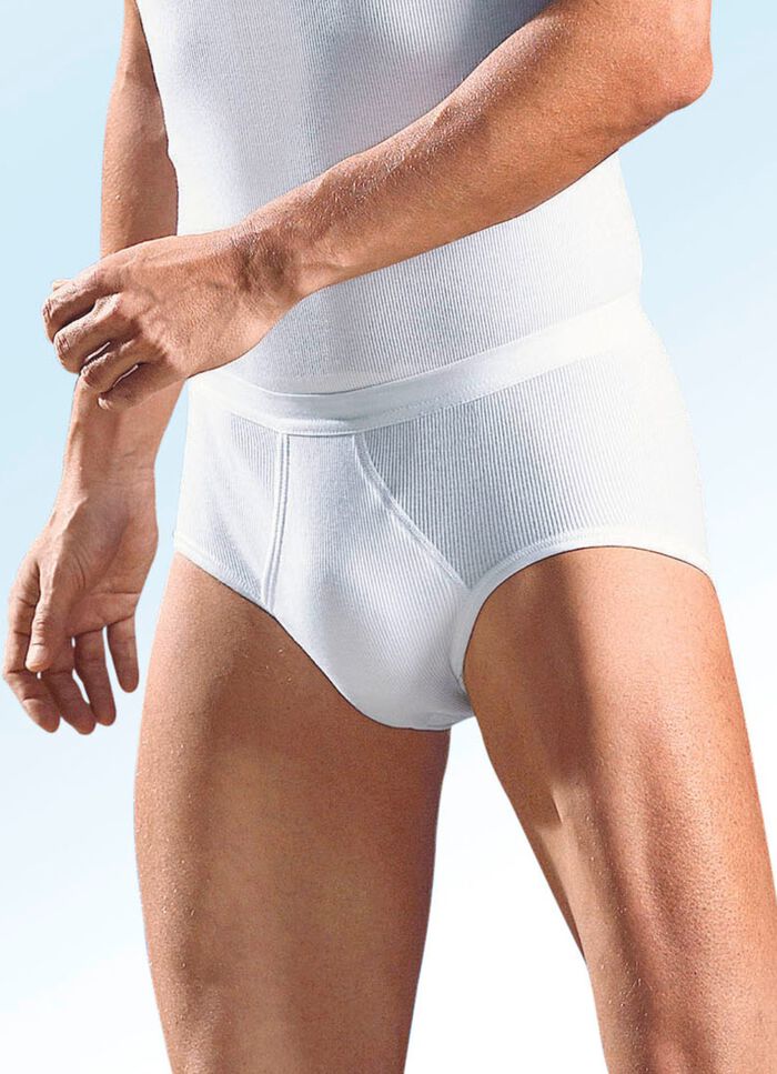 Schiesser driepack slips van dubbel rib met gulp, wit 