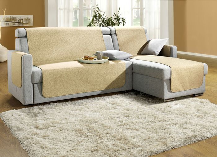 Fauteuil-, bank- en armleuningbeschermers met bandrand BEIGE
