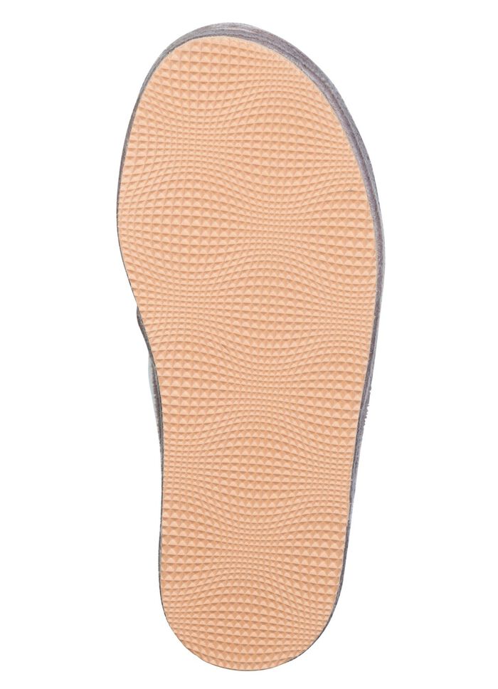 Laurina, gevoerde damespantoffels, met scheerwol LICHT TAUPE