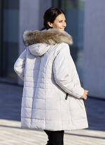 Functionele lange jas met voering van imitatiebont in de capuchon 