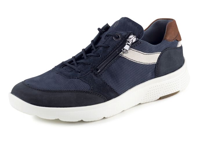 Waldl&auml;ufer veterschoen van nubuckleer met su&egrave;de details DONKERBLAUW-ECRU-BRUIN