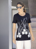 Lang shirt met contrastprint in 2 kleuren SCHWARZ