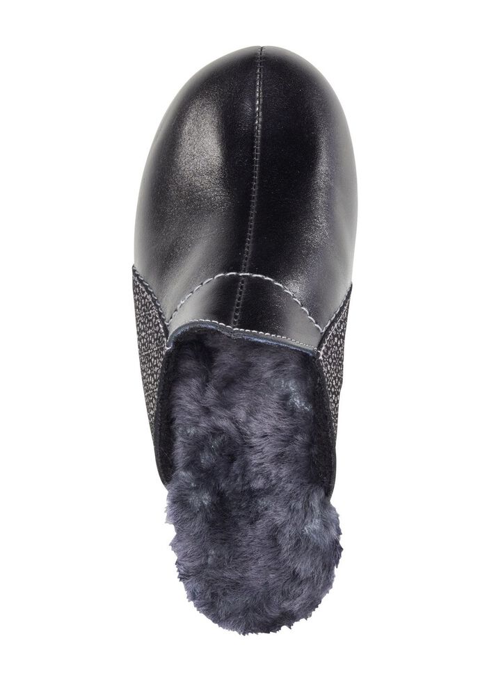 ELENA EDEN pantoffels van kalfsnappaleer ZWART