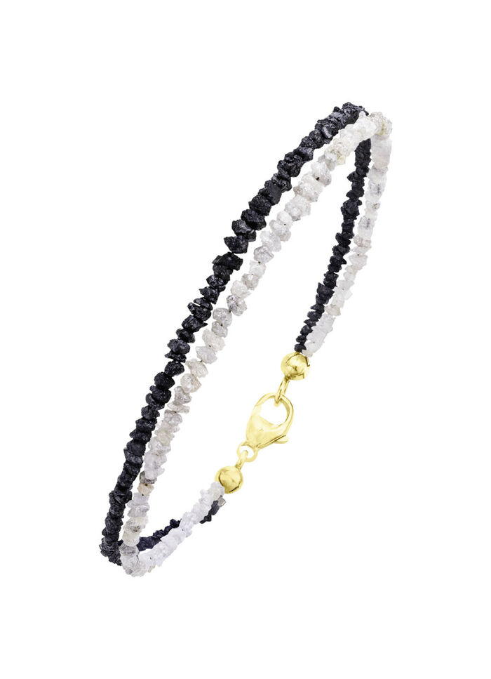 Verfijnde armband met ruwe diamanten in licht- en donkergrijs 