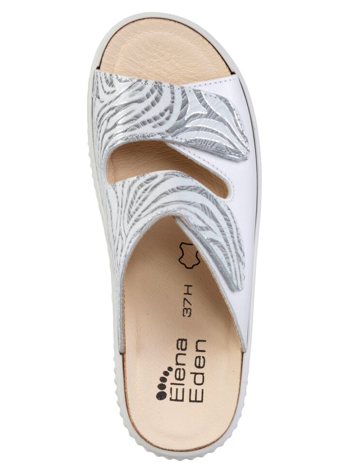 Muiltjes van ELENA EDEN met deels glinsterende zebraprint PARELGRIJS