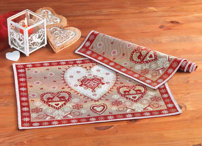 Tafelmat van wandtapijt, 2 stuks ROOD-MEERKLEURIG