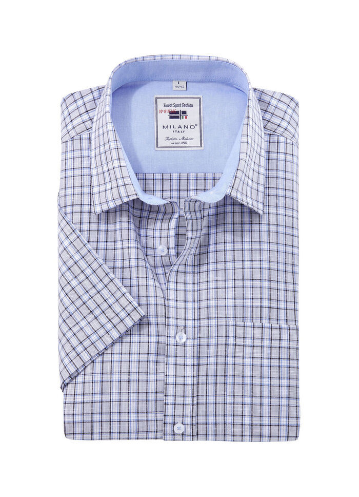 Geruit "Milano Italy" shirt in 4 kleuren LICHTGRIJS GERUIT