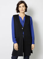 Gebreid vest met decoratieve sluiting ZWART