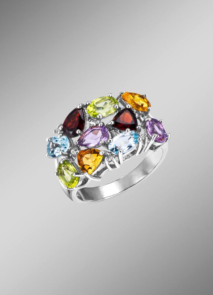 Elegantie in zilver: damesring met edelstenen 