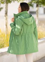 Lange jas met trekkoord en stopper in de taille 