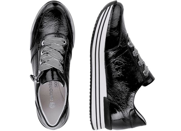 Remonte sneakers met effectieve vetersluiting ZWART
