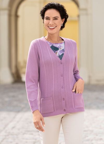 Cardigan met fijne structuurstrepen 