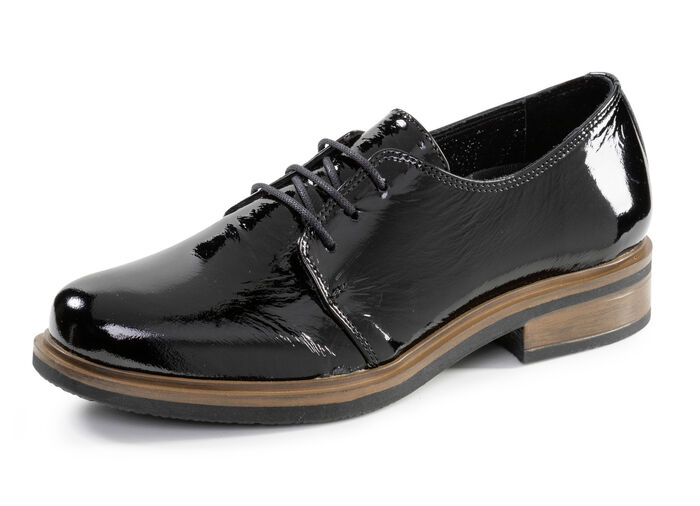 Andrea Conti veterschoen van elegant verfrommeld lakleer SCHWARZ