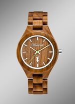 Waidzeit-herenhorloge, volledig vervaardigd van natuurlijk walnotenhout 