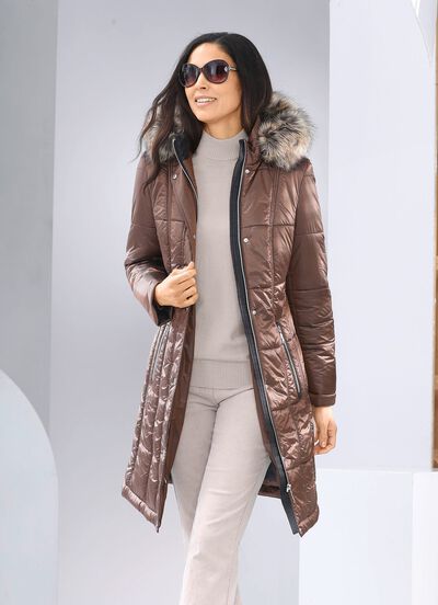 Korte jas met afneembare rand van imitatiebont 