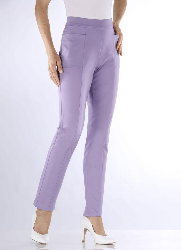 Broek met gestikte deelnaden LAVENDEL