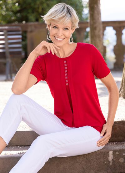 Shirt met strass-versiering 