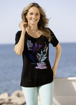 Zwart shirt met contrastprint 