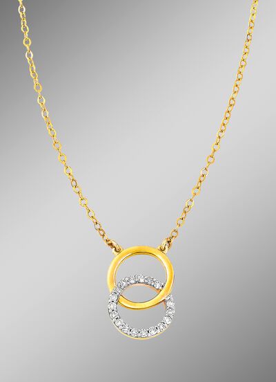 Moderne ketting met 18 diamanten 