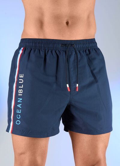 Zwemshort met gestreepte rand, microvezel 