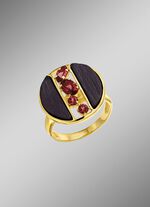 Damesring met echte rhodoliet en leisteen 