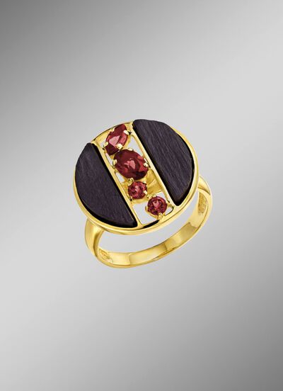 Damesring met echte rhodoliet en leisteen 