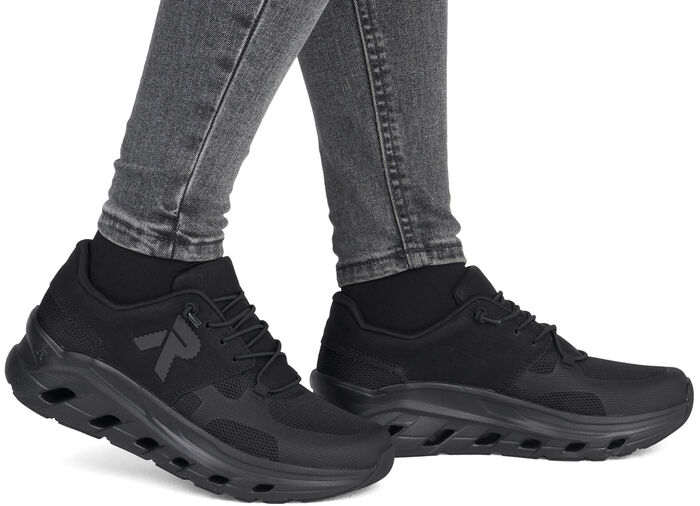Rieker, sportieve damessneakers, breedte G, met uitneembaar voetbed ZWART