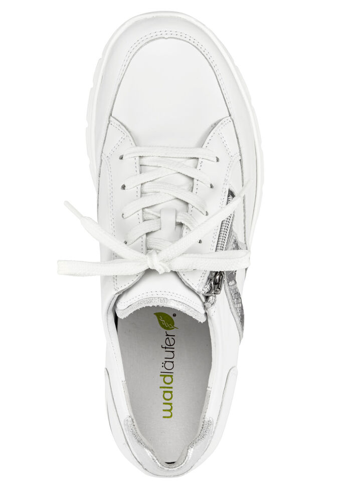 Waldläufer veterschoen gemaakt van een interessante materiaalmix WIT EN ANTIEK ZILVER