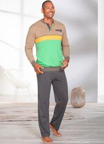 Pyjama met knoopsluiting en open manchetten 