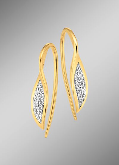 Tweekleurige oorhaken met 20 diamanten 