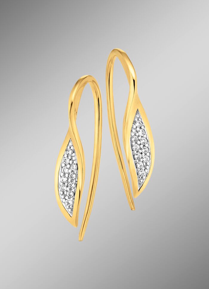 Tweekleurige oorhaken met 20 diamanten 