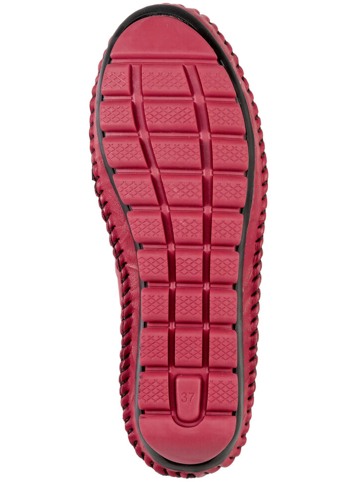 Gemini, comfortabele damespantoffels, breedte G, met uitneembaar voetbed ZWART-ROOD